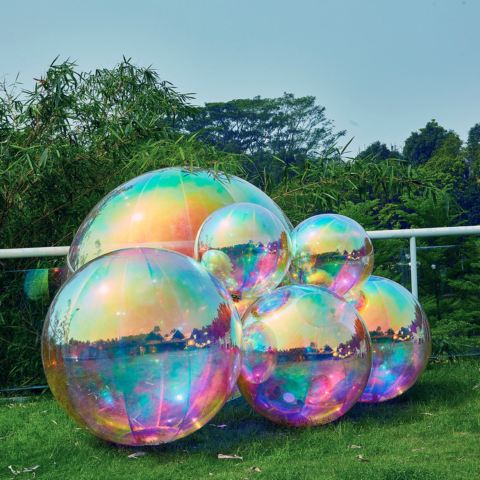 colorful inflatable mirror ball